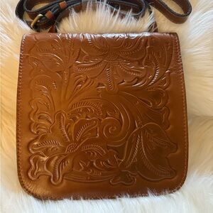 Patricia Nash Floral Embossed Tan Crossbody Bag